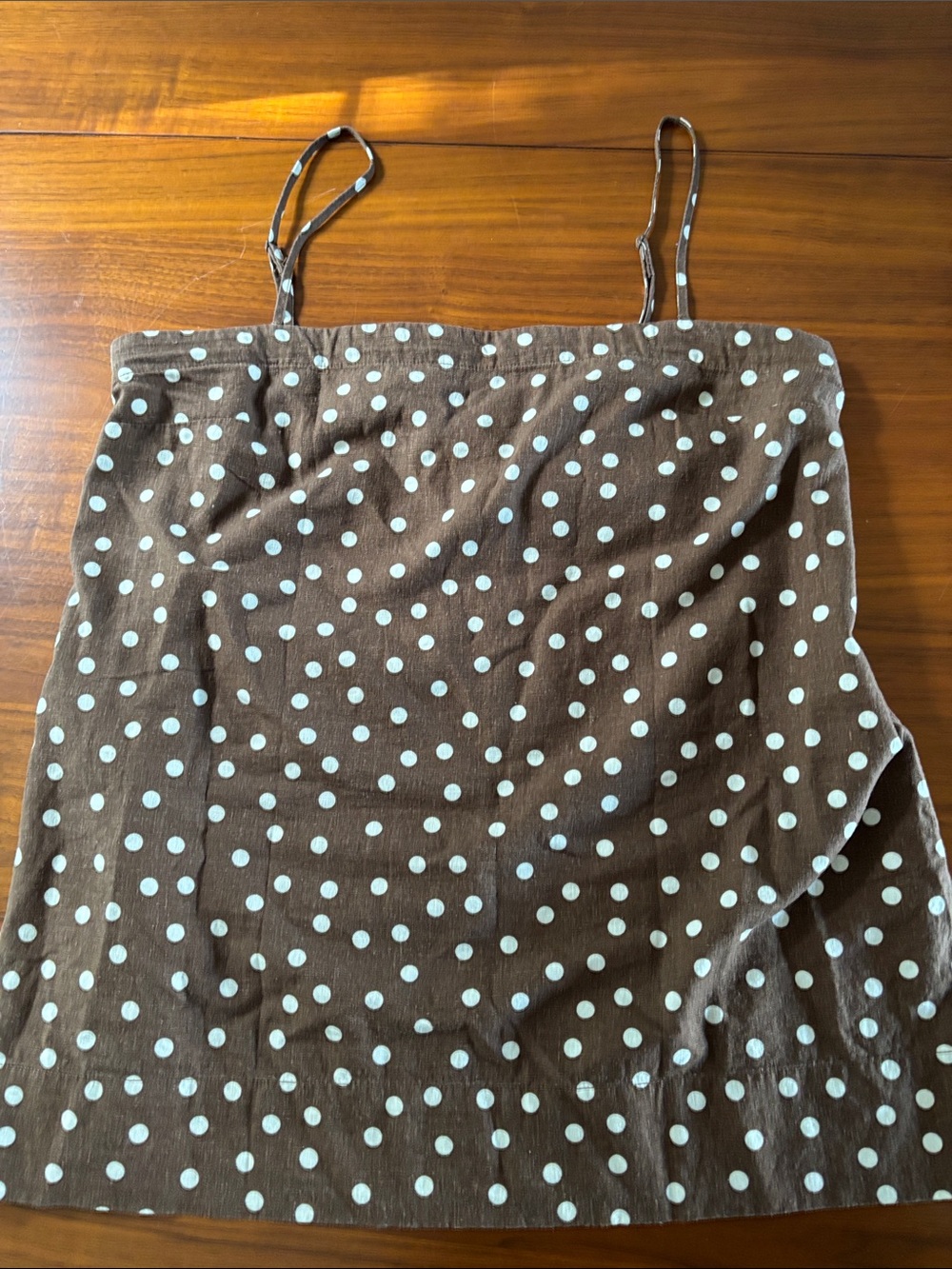 GAP Brown Linen Shirt with White Polka Dots and Straps